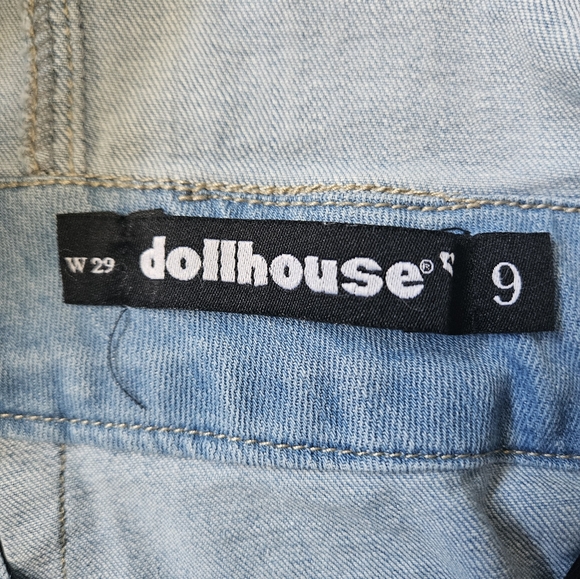 DOLLHOUSE Cropped Wide-Leg, light wash, raw-edge hems Denim Overalls! - Picture 11 of 14